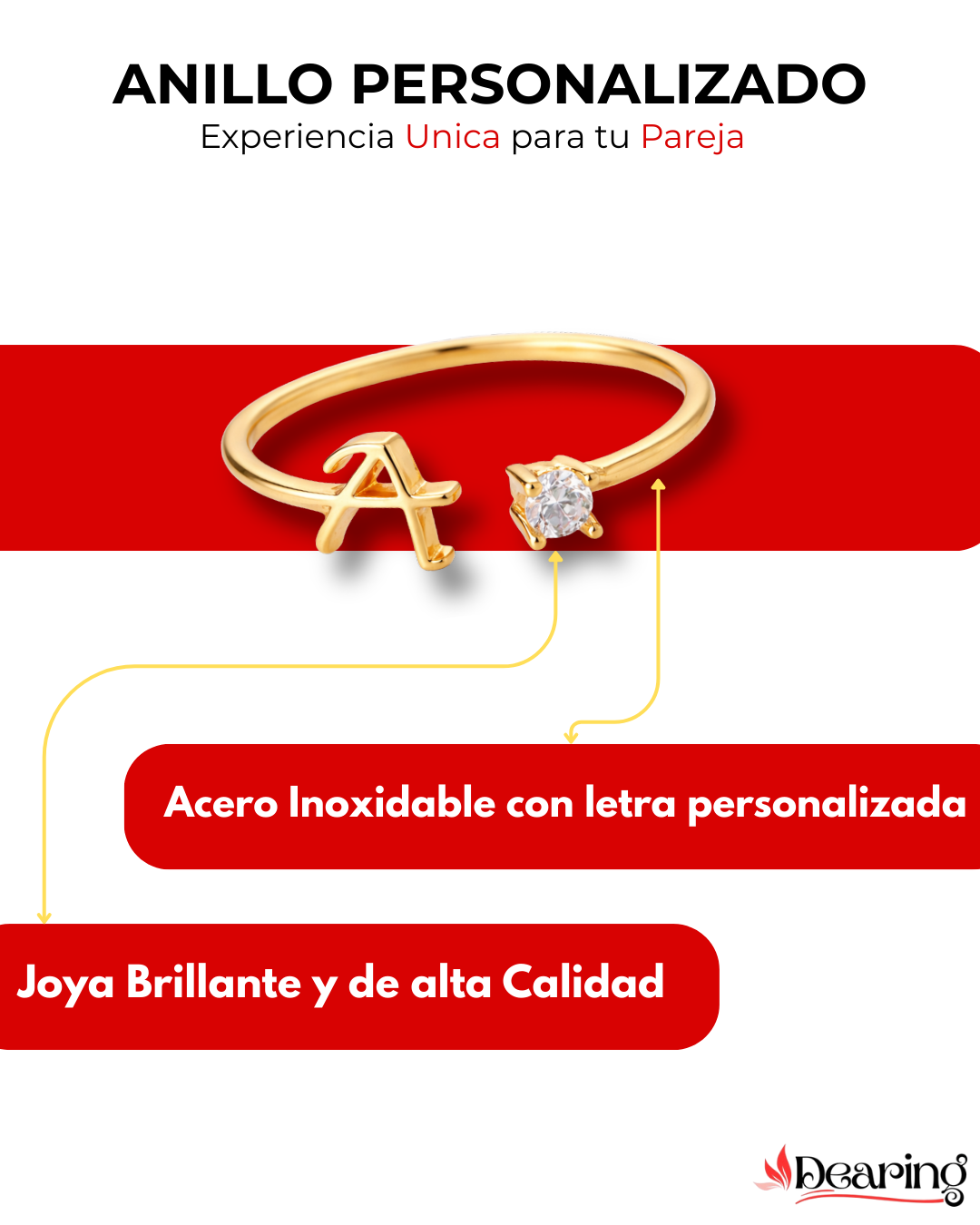 Caja de lujo 3D para anillo + Anillo Personalizado con Inicial | Dearing™