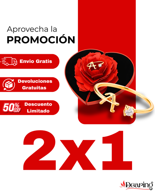 Caja de lujo 3D para anillo + Anillo Personalizado con Inicial | Dearing™