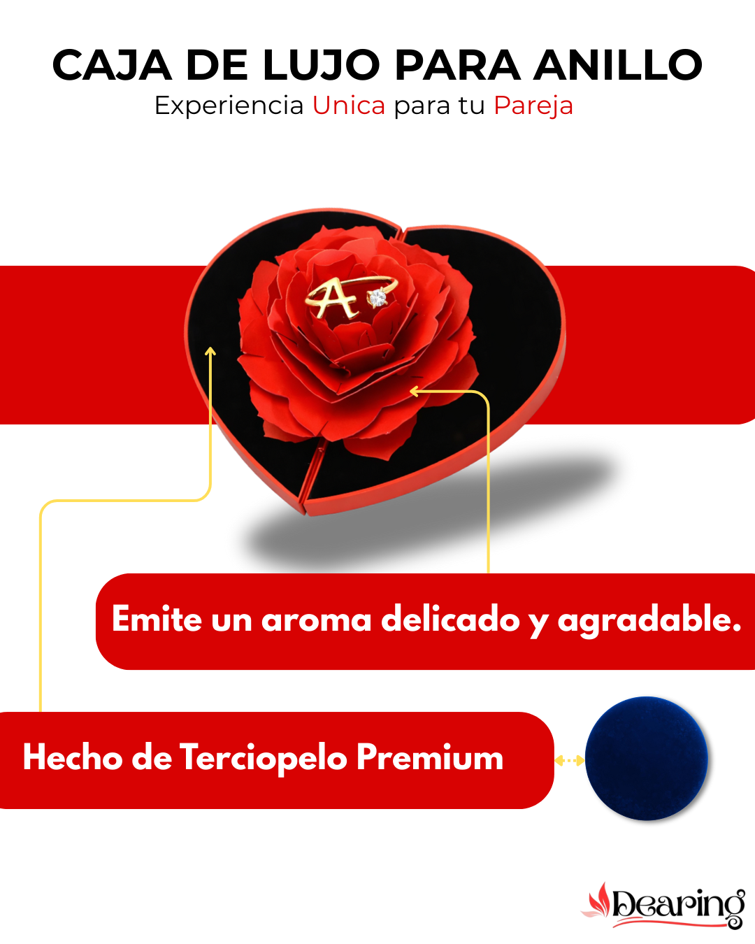 Caja de lujo 3D para anillo + Anillo Personalizado con Inicial | Dearing™