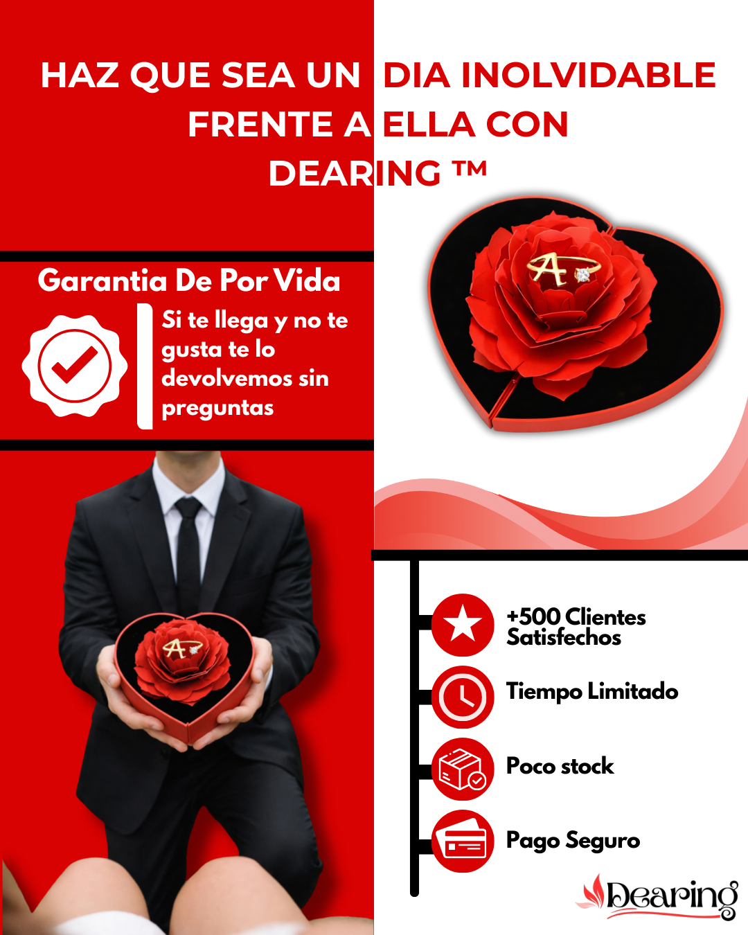 Caja de lujo 3D para anillo + Anillo Personalizado con Inicial | Dearing™